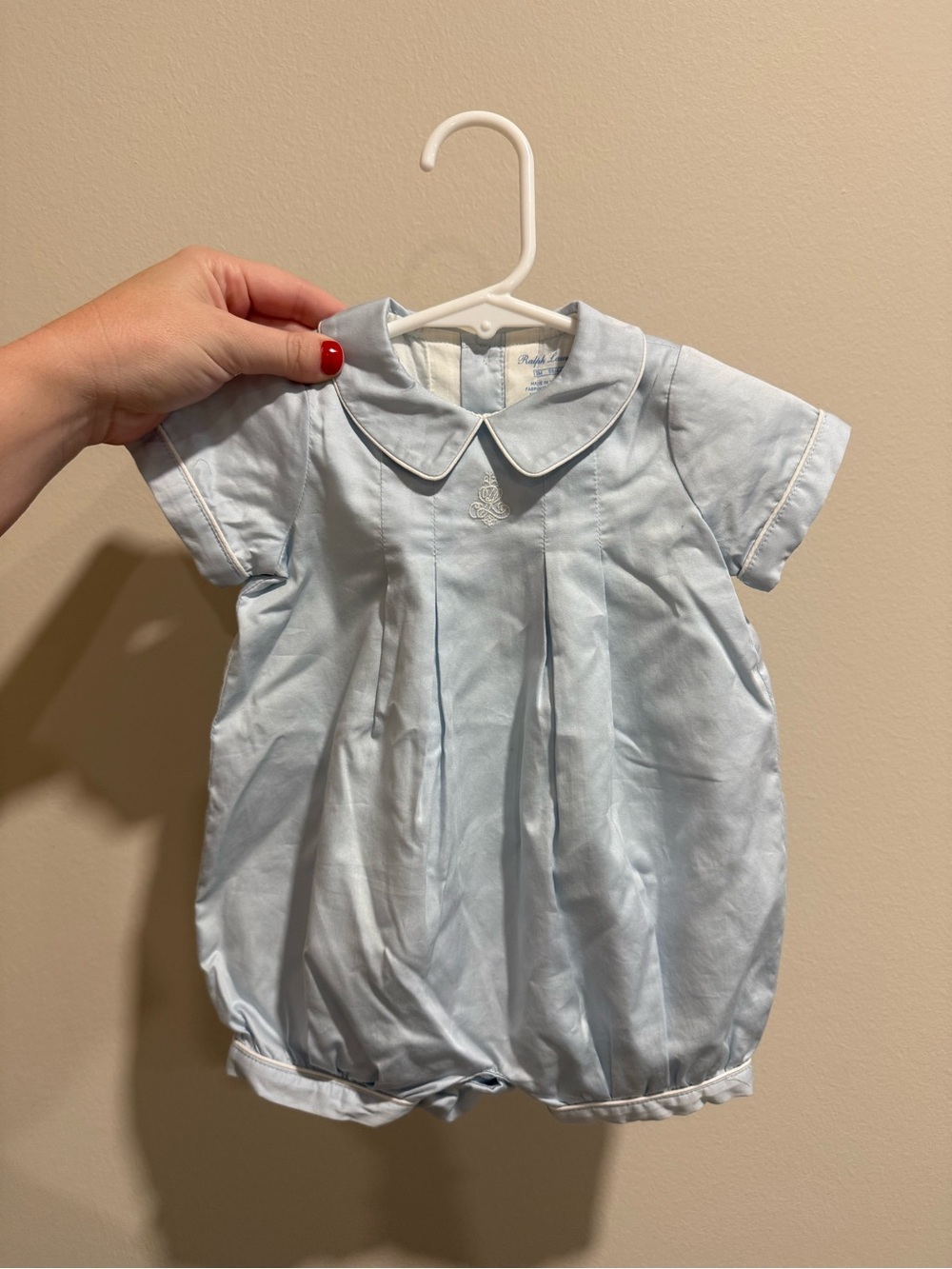 Polo Ralph Lauren Baby 3M Blue Bubble Romper SP19 Sample Rare